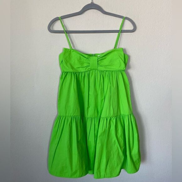 Amanda Uprichard Gianina Mini Green Dress Puff Tank Size S - Picture 9 of 13